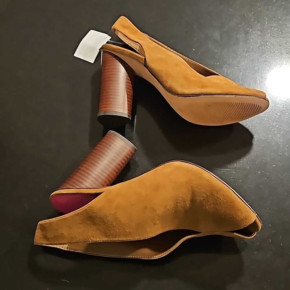 💕TRINA TURK💕 Sunset Blvd Suede Slingback Heels ~ Tan 10 New with Box (No Lid) - Picture 9 of 16
